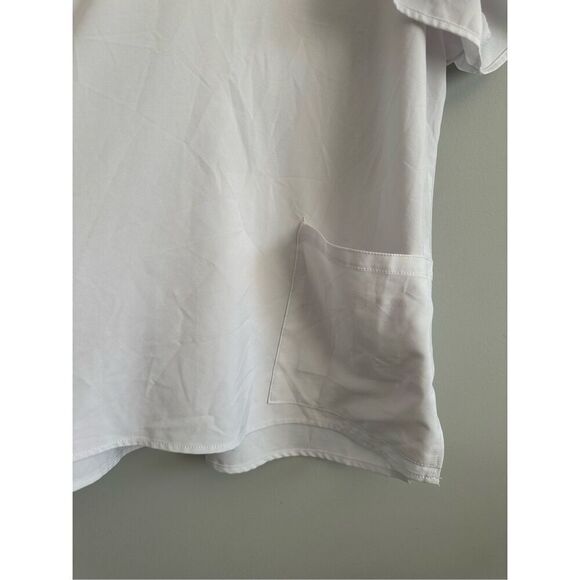 carhartt force women’s v neck scrub short sleeve top white pockets size 2X - Picture 4 of 9